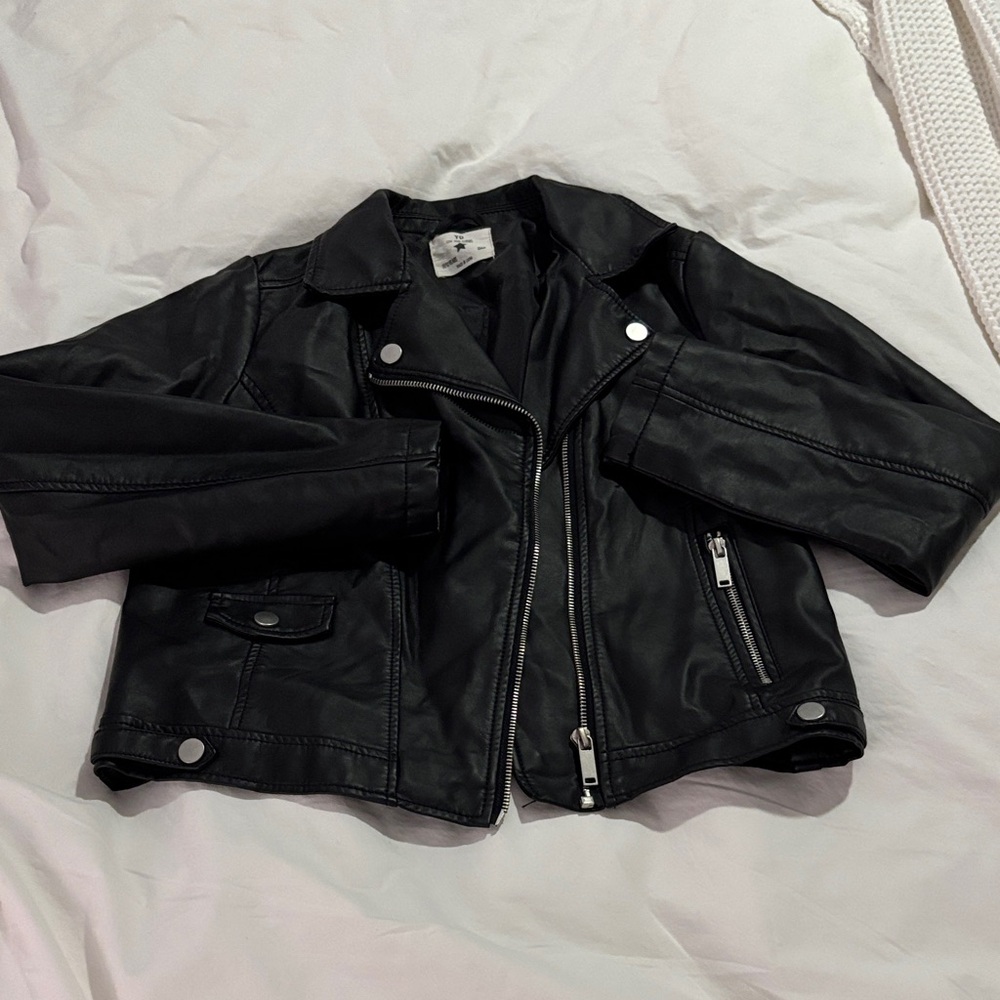 Kids Classic Black Faux Leather Jacket